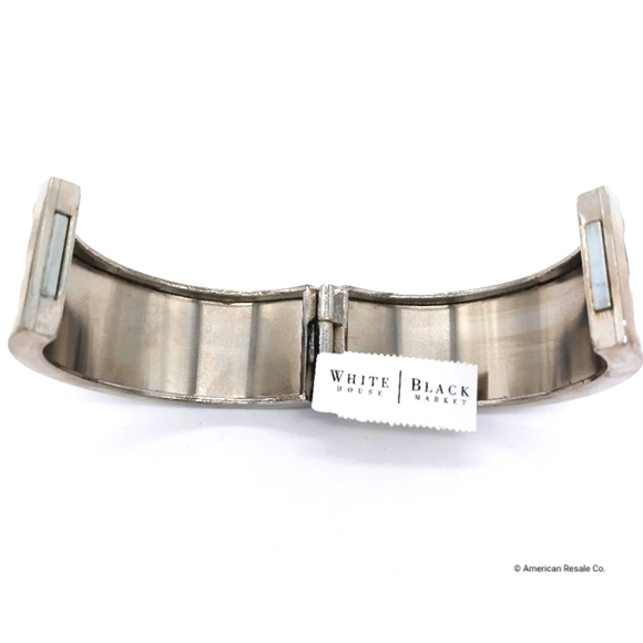 White House Black Market Faux Leather Croc Embossed Bangle Cuff Hinged Bracelet - Picture 8 of 9